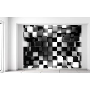 Gario Fotótapéta Fekete-fehér 3D kockák Méretek (sz x m): 200 x 150 cm, Anyag: Latex (ragasztó ingyen)