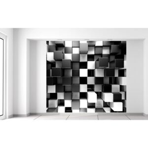 Gario Fotótapéta Fekete-fehér 3D kockák Méretek (sz x m): 268 x 240 cm, Anyag: Latex (ragasztó ingyen)