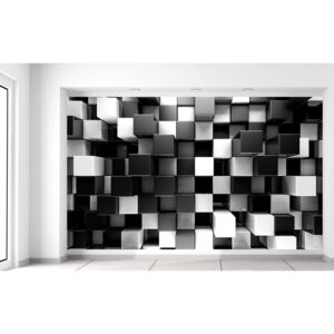 Gario Fotótapéta Fekete-fehér 3D kockák Méretek (sz x m): 402 x 240 cm, Anyag: Latex (ragasztó ingyen)