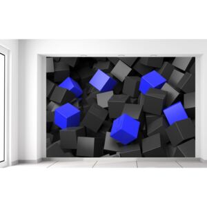 Gario Fotótapéta Fekete - kék kockák Méretek (sz x m): 200 x 135 cm, Anyag: Latex (ragasztó ingyen)