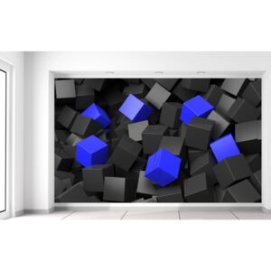 Gario Fotótapéta Fekete - kék kockák Méretek (sz x m): 412 x 248 cm, Anyag: Latex (ragasztó ingyen)