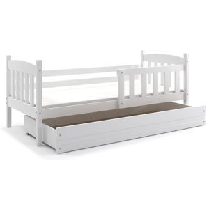 FLORENT gyerekágy + AJÁNDÉK matrac + ágyrács, 80x190 cm, fehér, fehér