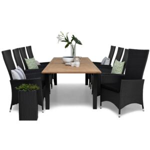 Asztal és szék garnitúra VG5903 Fekete + tikfa