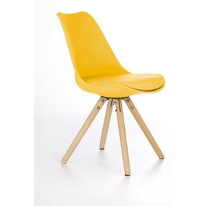 Öko Bőrrel Bevont Szék, Fa lábakkal K201 Sárga, Sz48xM57xM81 cm