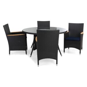 Asztal és szék garnitúra VG4191 Sötétszürke + barna + kék