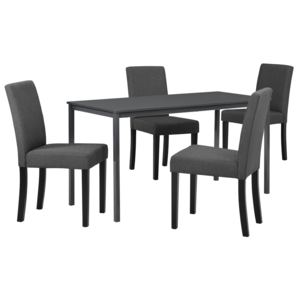 [en.casa]® Étkezőgarnitúra étkezőasztal 4 szövet székkel 140 x 60 cm design konyhai asztal szürke Liverpool