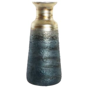 JR-170413-k - Váza üveg aluminium 20x20x49 régies kék
