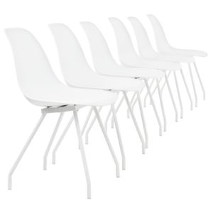 [en.casa]® Étkezőszék Budapest design szék 6 darabos szett 83 x 46 cm acél lábak fehér