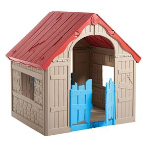 Keter Foldable play house összecsukható műanyag játékház - piros - beige - világos kék
