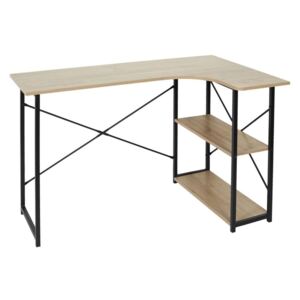 Loft stílusú íróasztal, 2 polccal, tölgy - JOAN