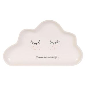 Felhő alakú tányér, fehér szemekkel, fehér - CUMULUS