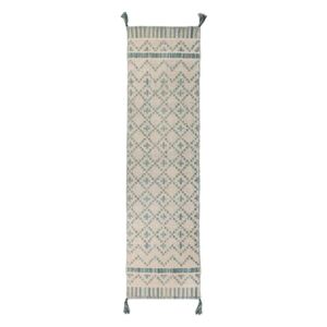 Leela bézs-kék pamut futószőnyeg, 60 x 200 cm - Flair Rugs