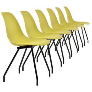 [en.casa]® Étkezőszék Budapest design szék 6 darabos szett 83 x 46 cm acél lábak mustársárga