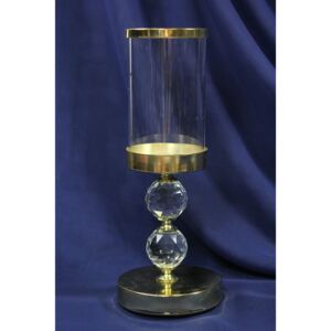 Gyertyatartó üveggel állványon - arany (m. 26,5 cm)