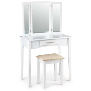 ModernHOME behajtható tükrös Fésülködő asztal + szék - fehér