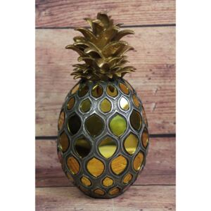 Kerámia dekor ananász - szürkés-arany (m. 26 cm, á. 13 cm)