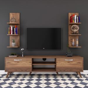 Wren 2 db fali polc és TV-állvány fa dekorral
