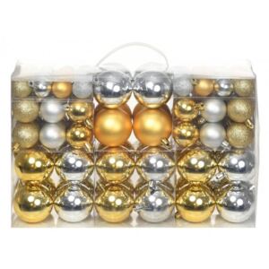100 darab ezüstszínű|aranyszínű karácsonyi gömb
