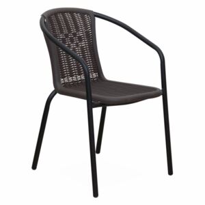 Egymásba rakható szék, sötétbarna/fekete fém, VARDA