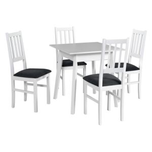 Jídelní sestava OSLO 1, stůl + 4x židle, bílá/látka 8