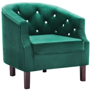 Zöld bársony kárpitozású fotel 65 x 64 x 65 cm