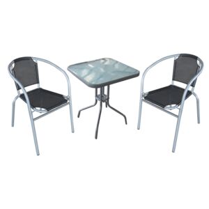 Kerti bútor szett, fekete/ezüst, DENZER 1+2