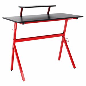 Kondela Számítógépasztal/gamer asztal, piros/fekete, LATIF