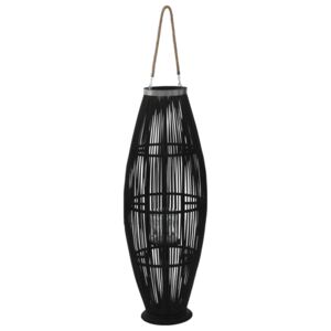Fekete bambusz függő gyertyatartó lámpás, 95 cm