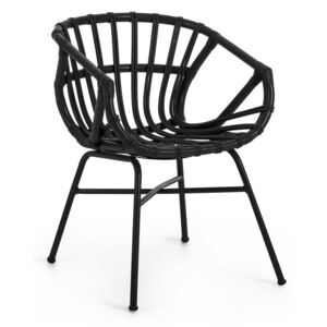 Constant fekete kerti rattan szék acél lábakkal - La Forma