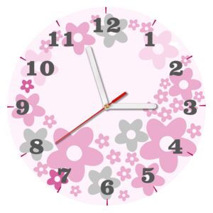 Gario Gyerek óra Rózsaszín virágok 30x30cm HD nyomtatás