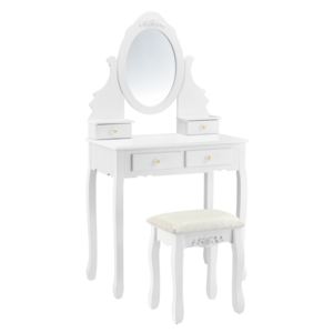 [en.casa]® Tükrös sminkasztal székkel fiókos fésülködő asztal 141 x 75 40 cm