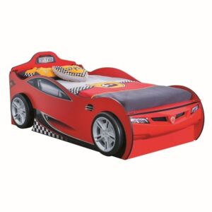 Race Cup Carbed With Friend Bed Red autó formájú piros gyerekágy tárolóhellyel, 90 x 190 cm