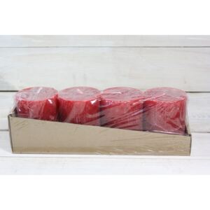 Gyertyák 4 db-os csomagolás - piros (á. 7 cm, m. 9 cm)