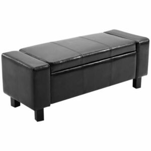 HomCom tároló pad, fekete műbőr, 106 x 40 x 40 cm (833-161BK)