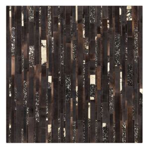 Fekete bőr szőnyeg - barna - arany - 200x200 cm - ARTVIN