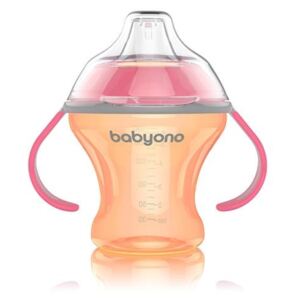 BabyOno cseppmentes ivópalack puha szopókával - narancssárga/rózsaszín