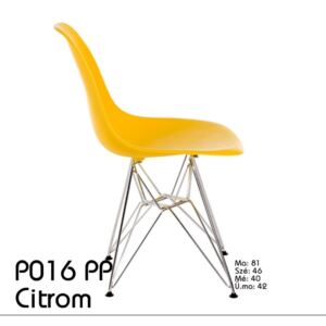 P016 PP szék króm lábakkal citromsárga