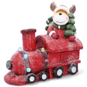 Inlea4Fun rénszarvas vonattal karácsonyi LED figura 38 cm