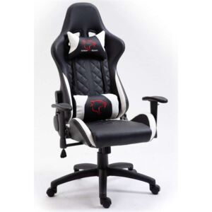 Dark Gamer szék nyak-és derékpárnával - fehér-fekete