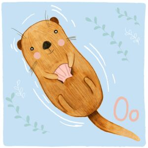 Alphabet - Otter, (128 x 128 cm)