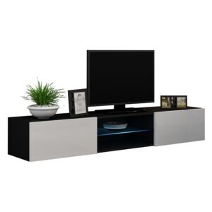 MEBLINE TV szekrény VIGO GLASS VG11C fekete / fehér fényes