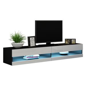 MEBLINE TV szekrény VIGO NEW VG9C 180 fekete / fehér fényes