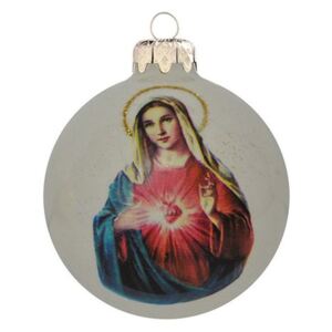 Mária glóriával transzparens porcelán fehér 8cm - Karácsonyfadísz