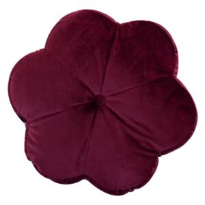 Bársony díszpárna virág formájú, 40 cm, burgundi - MARGUERITE