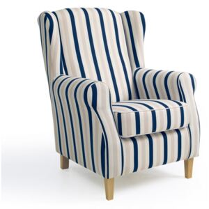 Lorris kék-fehér csíkos, füles fotel - Max Winzer