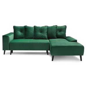Hera Bis zöld bársony kinyitható kanapé, jobb oldali - Bobochic Paris