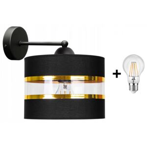 Glimex Abazur fekete fali lámpa 1x E27 + ajándék LED izzó