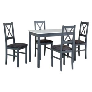 Jídelní sestava MAX 2, stůl + 4x židle, bílá/grafit/látka 24Z