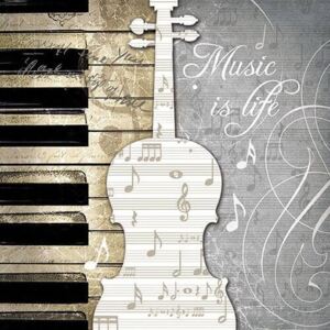 Music is Life papírszalvéta - zongorabillentyűs