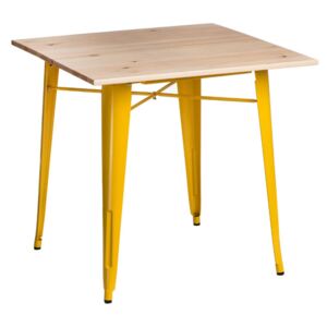Paris Wood asztal citromsárga - natúr fenyő